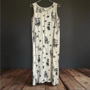 Hot Cotton by Marc Ware Dress Sz XL Maxi Linen Exotic African Tribal Print EUC